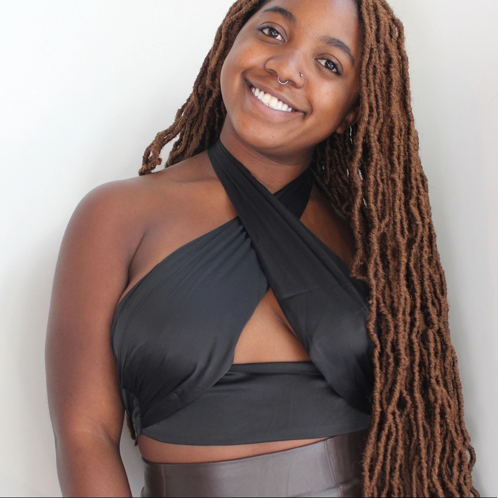 satin cross front crop